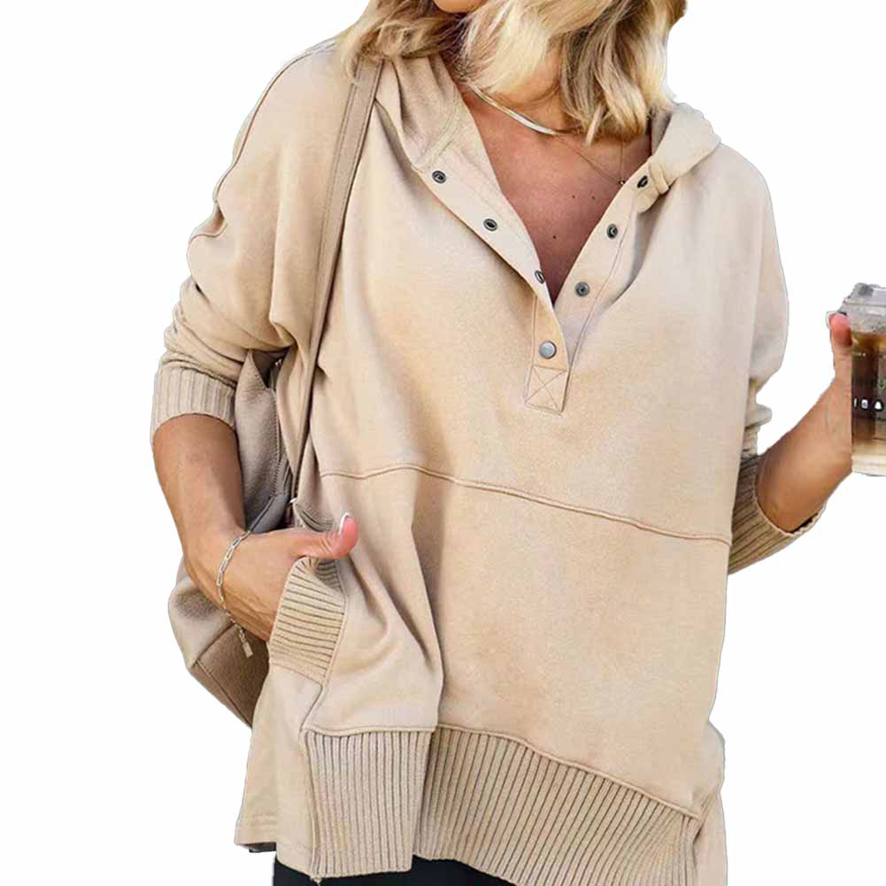 YESFASHION Stylish Loose Thread Panel Hoodie Sweatshirts