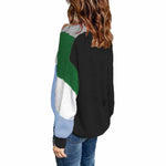 YESFASHION V-neck Button Colorblock Cardigan Sweaters