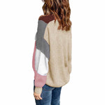 YESFASHION V-neck Button Colorblock Cardigan Sweaters