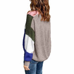 YESFASHION V-neck Button Colorblock Cardigan Sweaters