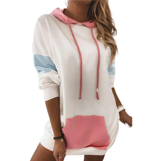 YESFASHION Women Long Sleeve Hoodie Contrast Panel Sweatshirts