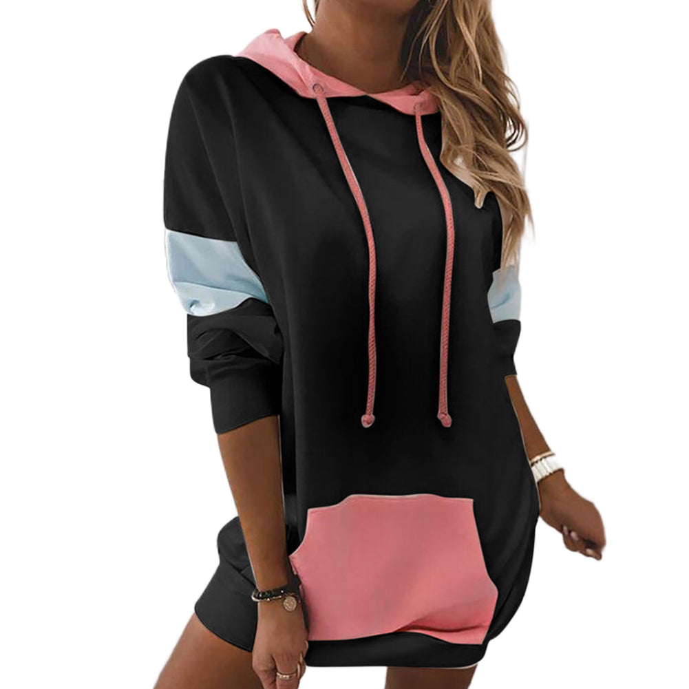 YESFASHION Women Long Sleeve Hoodie Contrast Panel Sweatshirts