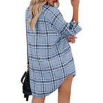 YESFASHION New Shirt Plaid Print V-neck Long-sleeved Tops