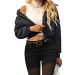 YESFASHION New Lamb Wool Plush Zip Jacket Solid Color Blast Warm Tops