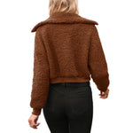 YESFASHION New Lamb Wool Plush Zip Jacket Solid Color Blast Warm Tops