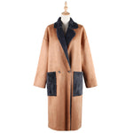 YESFASHION Fall Winter New Lapel Solid Suede Coat Long Coats
