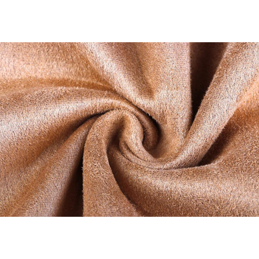 YESFASHION Fall Winter New Lapel Solid Suede Coat Long Coats