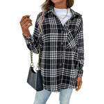 YESFASHION Women Fall 2022 Casual Versatile Fashion Plaid Coats