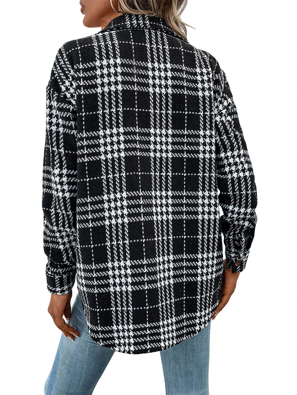 YESFASHION Women Fall 2022 Casual Versatile Fashion Plaid Coats