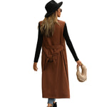 YESFASHION Fashion Lapel Sleeveless Solid Trench Coats