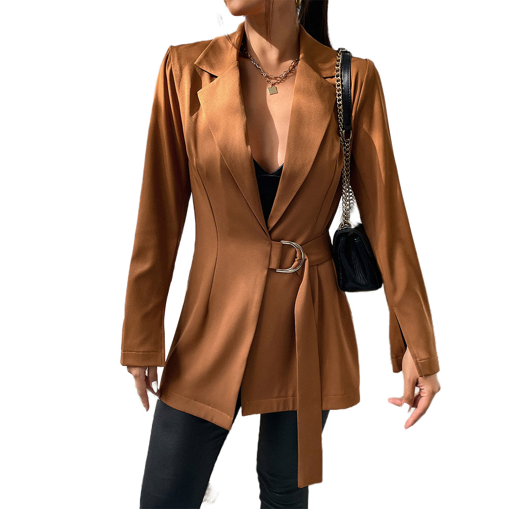 YESFASHION Lapel Slim Cardigan Temperament Blazer Coats