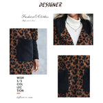 YESFASHION Sleek Loose Coats Leopard-painted Black Jacket