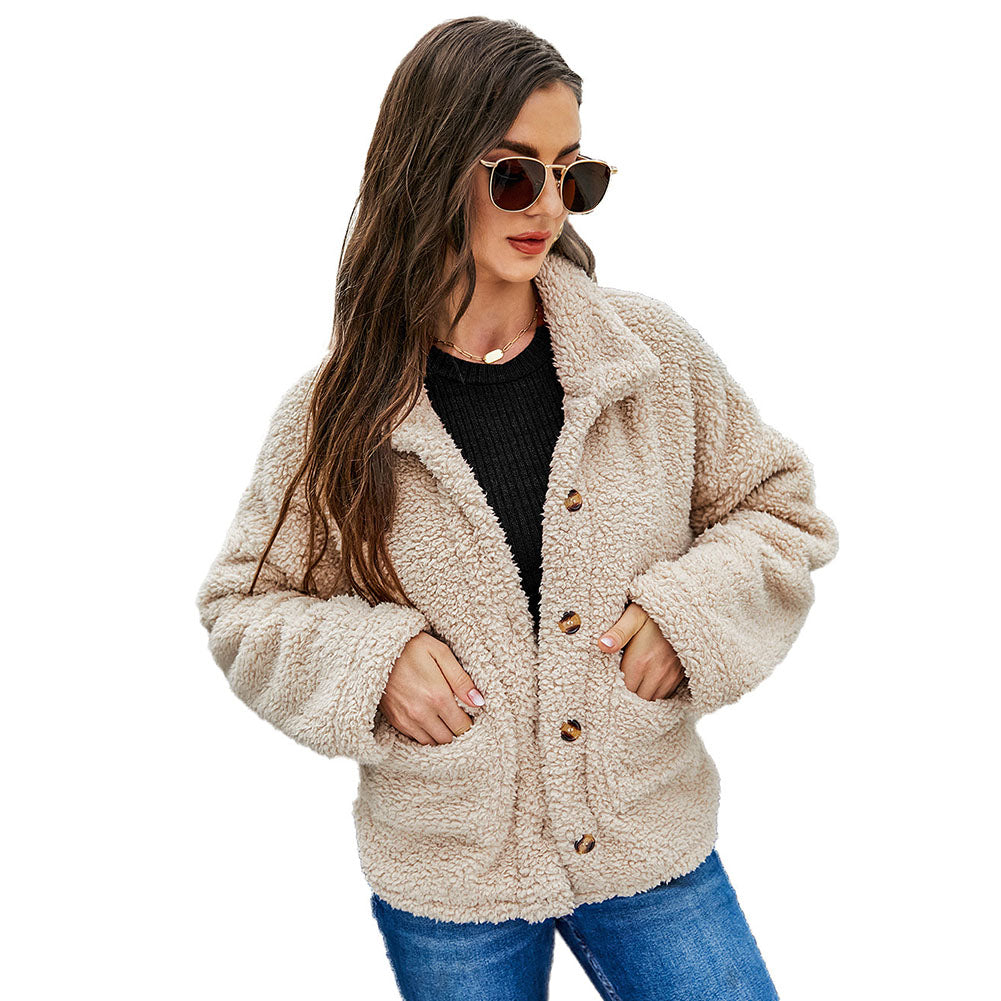 YESFASHION Lapel Single Breasted Pocket Long Sleeve Women Coats