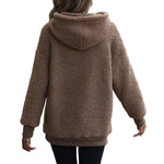 YESFASHION Bear Pocket Brown Fleece Hooded Sherpa Sweatshirts