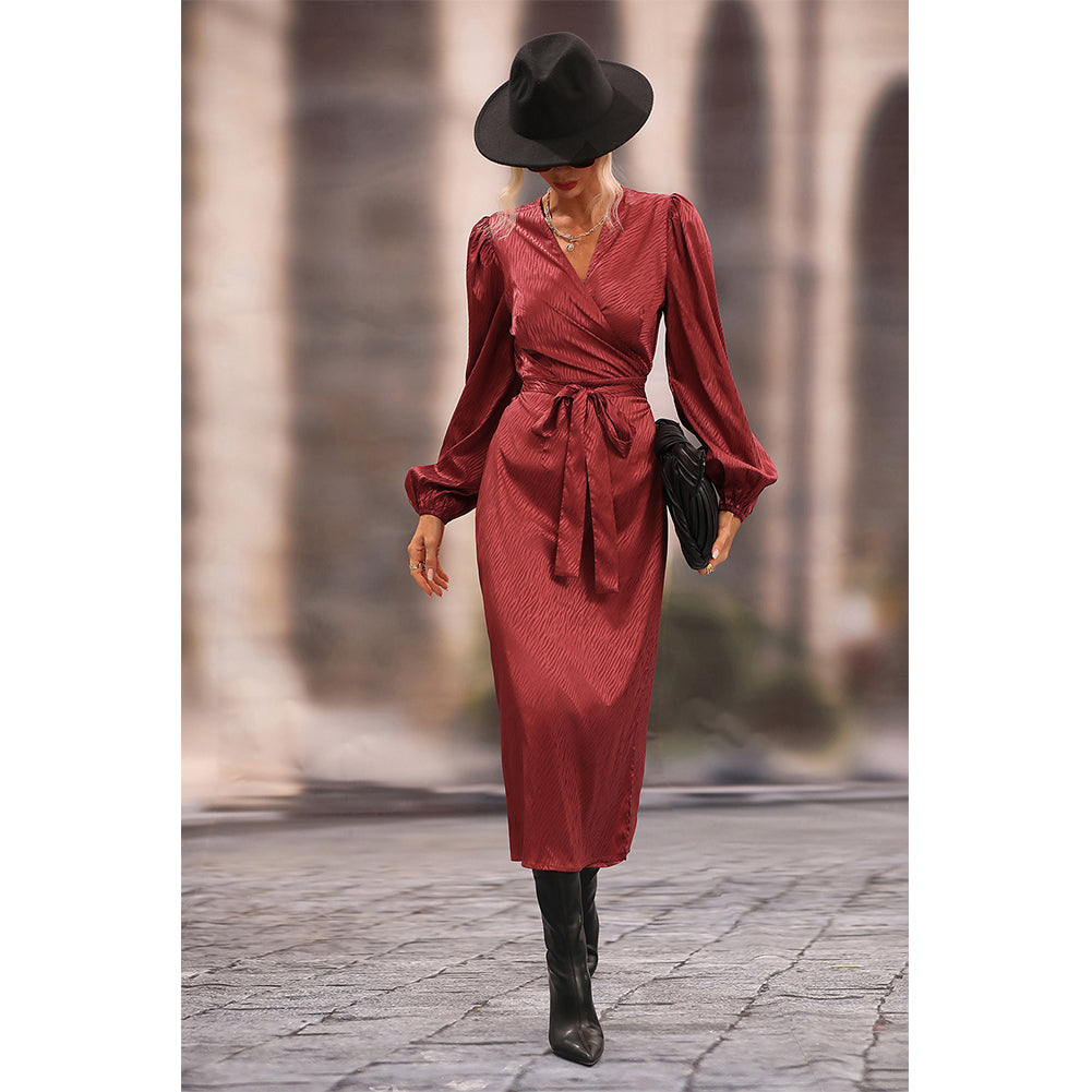 YESFASHION Hot Sale Style Dress Long Sleeve Long Skirt