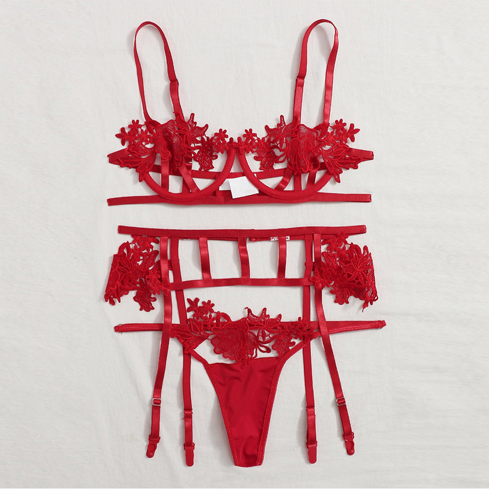 YESFASHION New Lace Hollow Underwear Set Temptation Sexy Thong