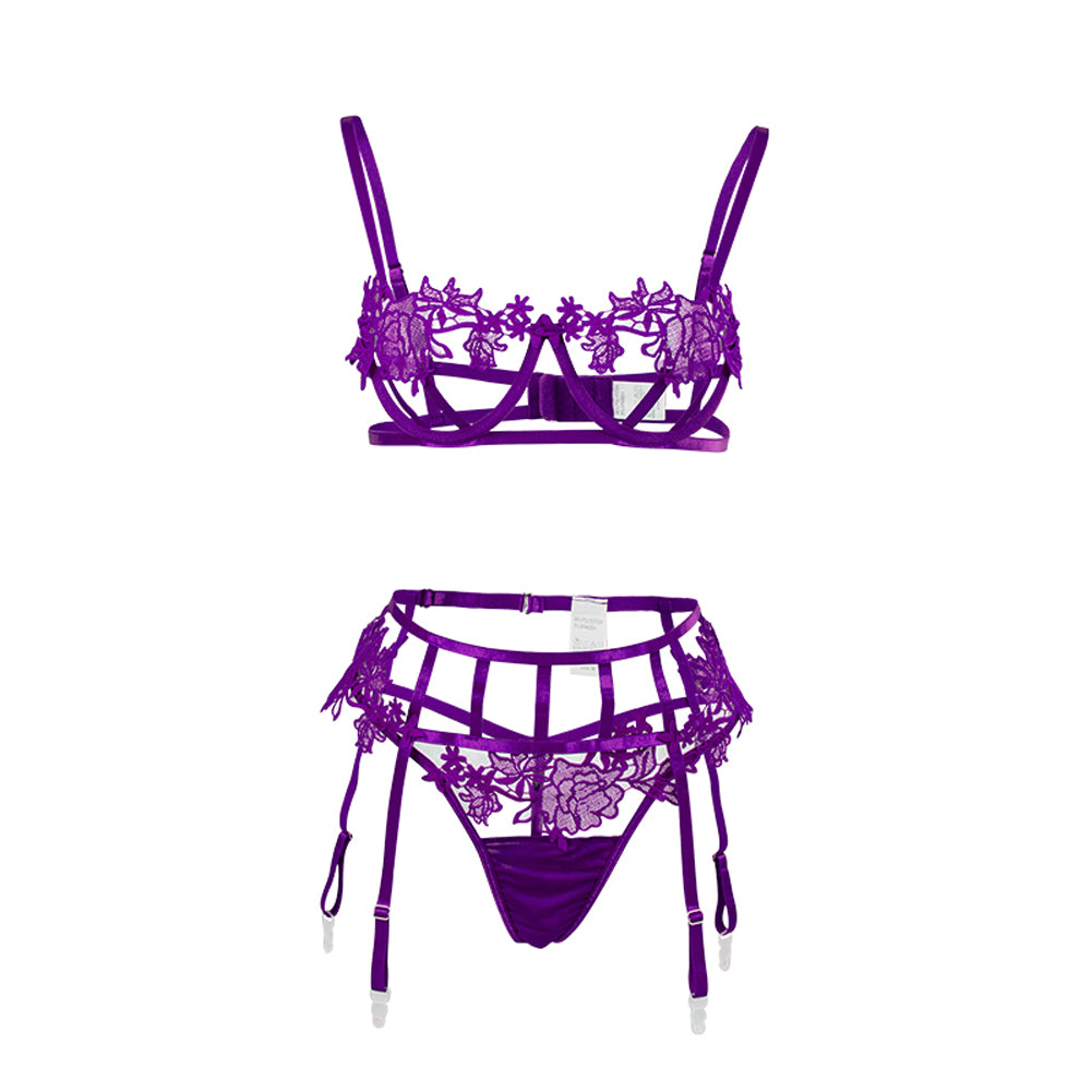 YESFASHION New Lace Hollow Underwear Set Temptation Sexy Thong