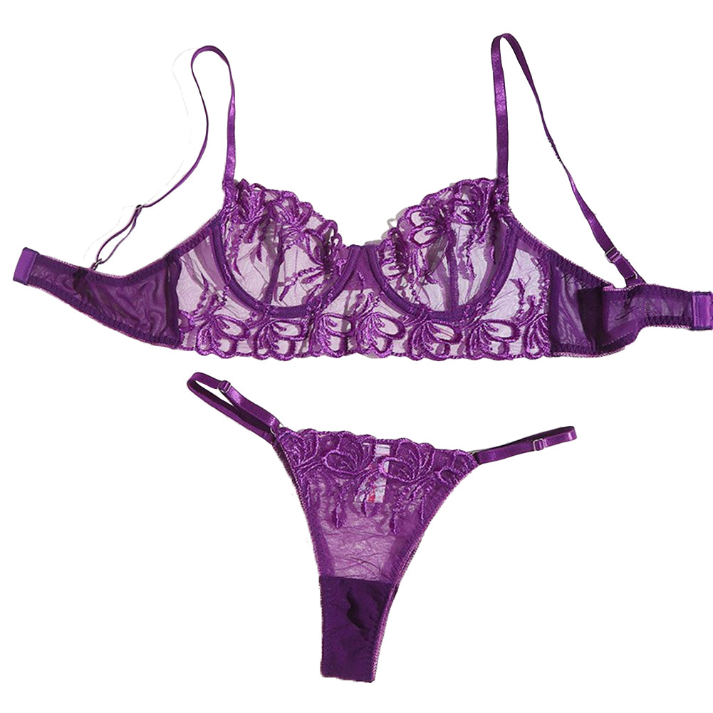 YESFASHION Lace Mesh See-through High-end Sexy Lingerie Two-piece Set