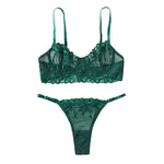 YESFASHION Lace Mesh See-through High-end Sexy Lingerie Two-piece Set