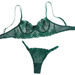 YESFASHION Lace Mesh See-through High-end Sexy Lingerie Two-piece Set