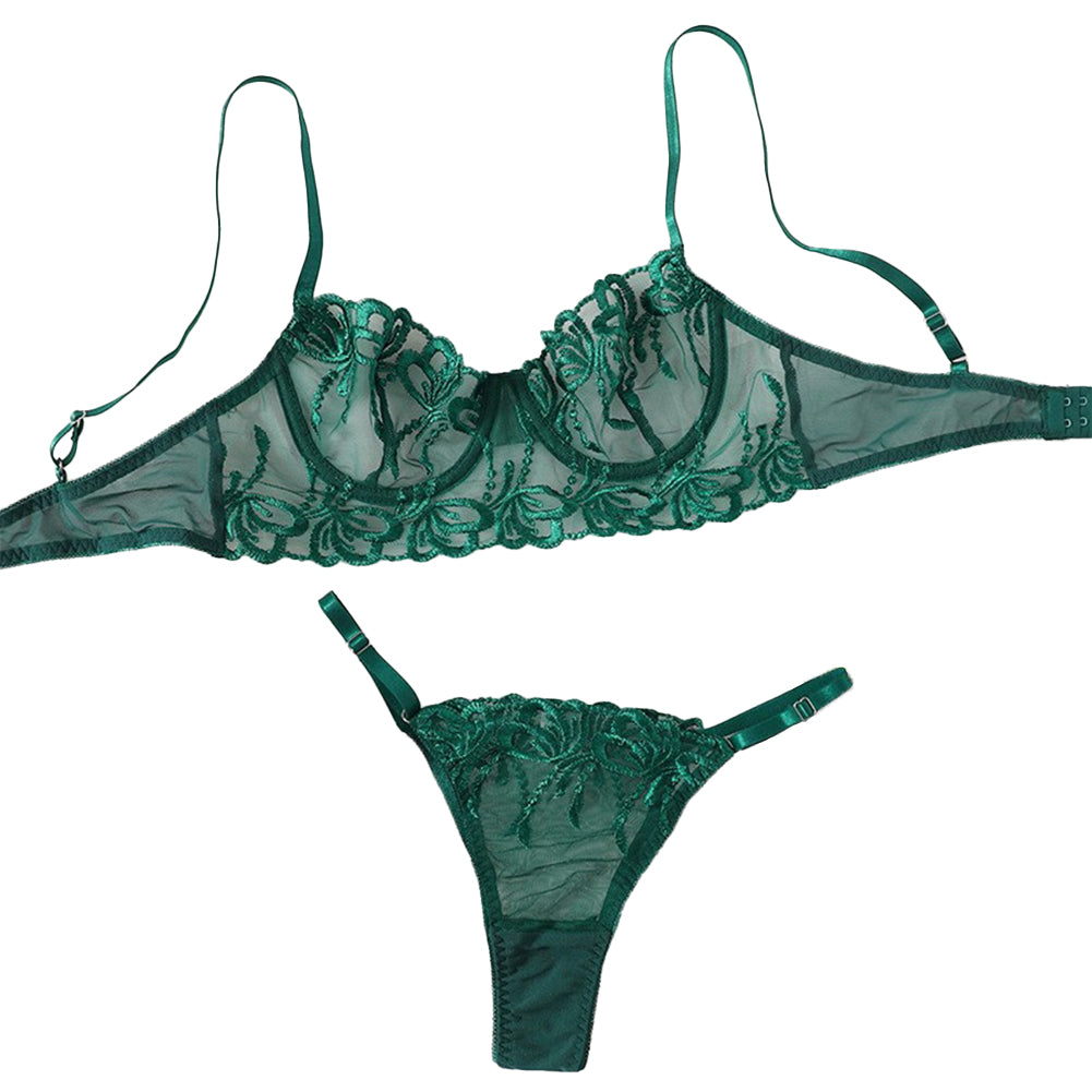 YESFASHION Lace Mesh See-through High-end Sexy Lingerie Two-piece Set