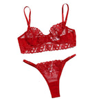 YESFASHION Lace Mesh See-through High-end Sexy Lingerie Two-piece Set