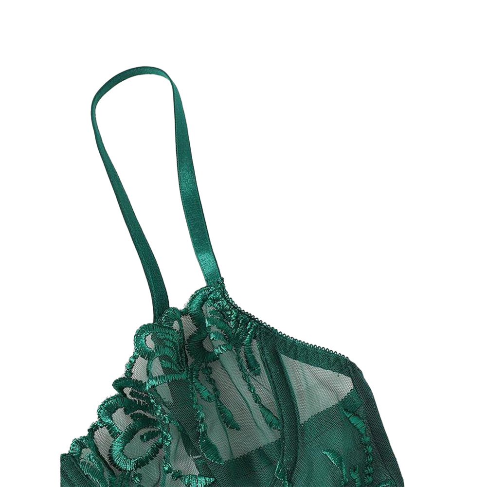 YESFASHION Lace Mesh See-through High-end Sexy Lingerie Two-piece Set