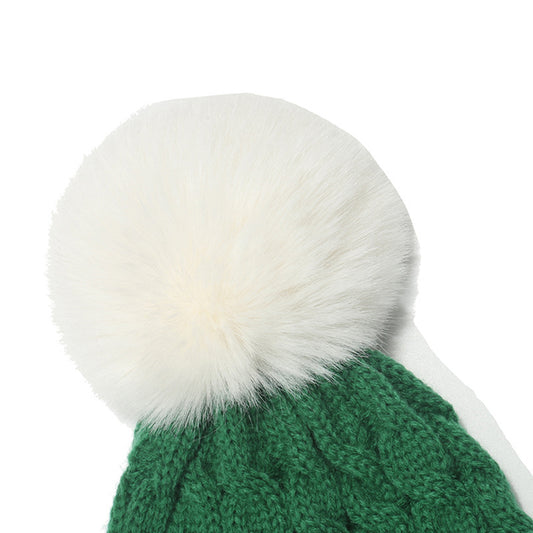 YESFASHION Patchwork Beanie Warm Ball Cold Hat Kids Christmas Hat