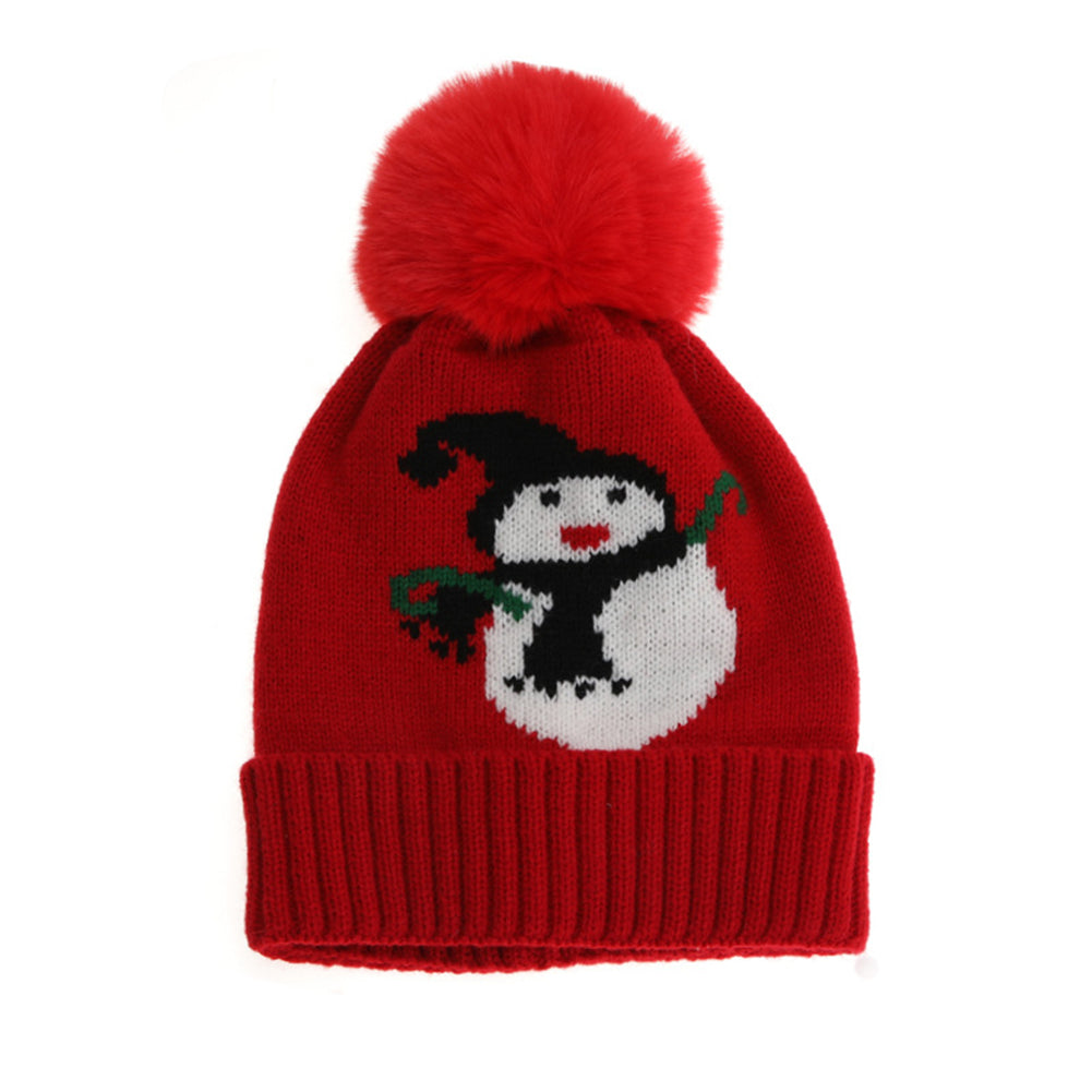 YESFASHION Fur Ball Warmer Festive Snowman Christmas Kids Hat