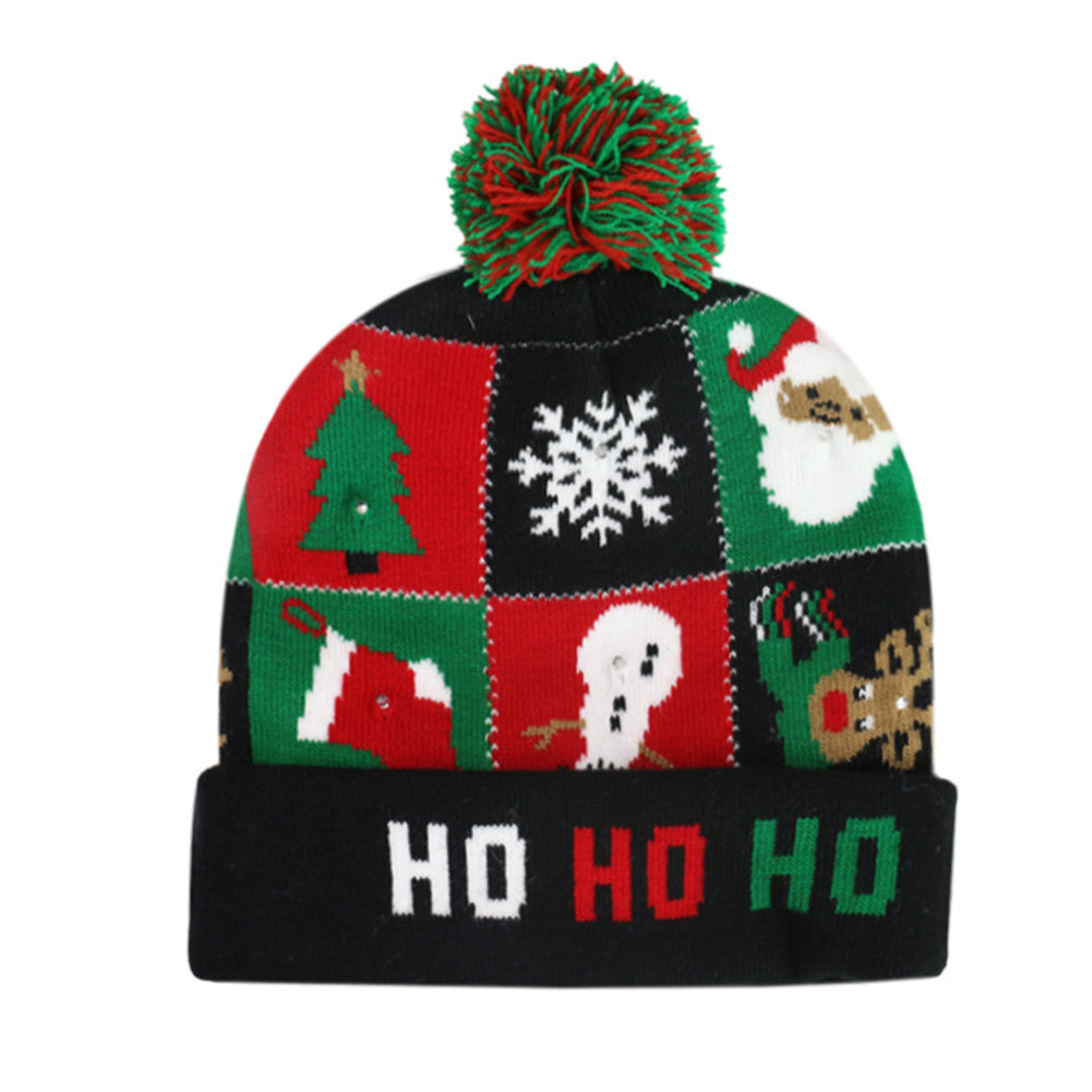 YESFASHION Glow Knit Hat Santa Claus Led Light Christmas Hat