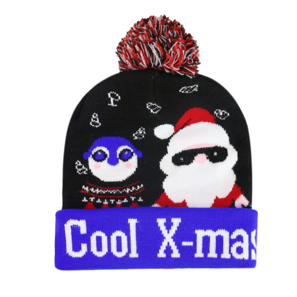 YESFASHION Glow Knit Hat Santa Claus Led Light Christmas Hat