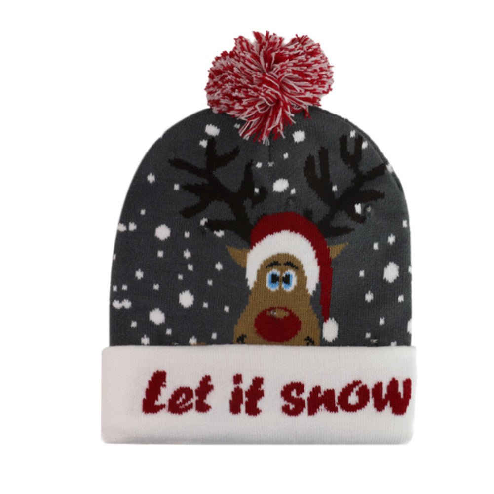 YESFASHION Glow Knit Hat Santa Claus Led Light Christmas Hat
