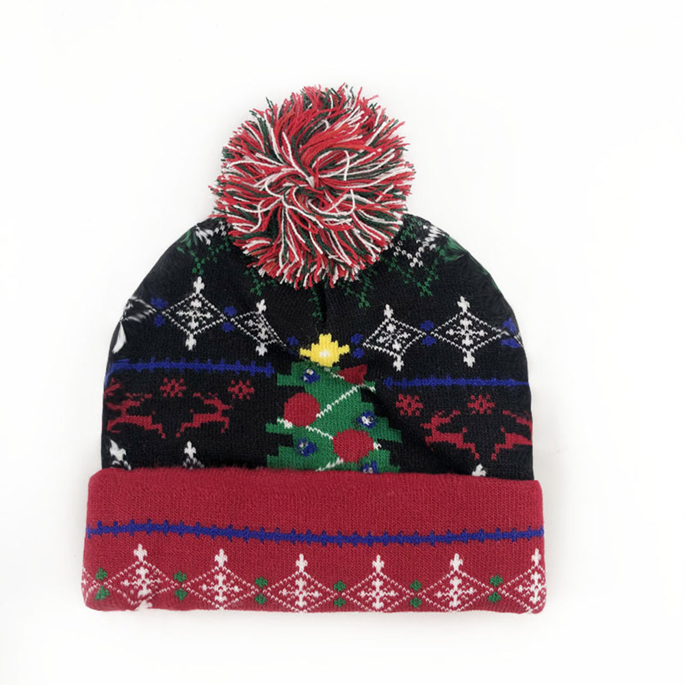 YESFASHION Glow Knit Hat Santa Claus Led Light Christmas Hat