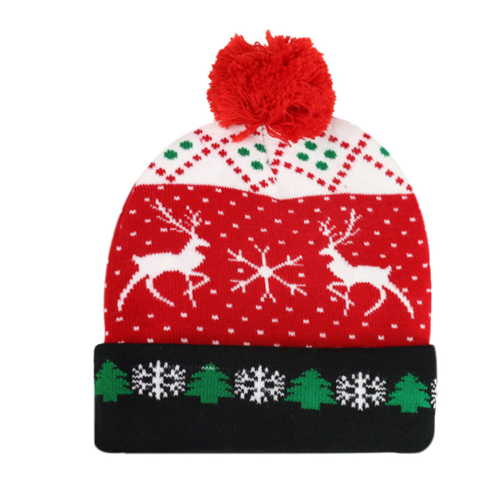 YESFASHION Glow Knit Hat Santa Claus Led Light Christmas Hat