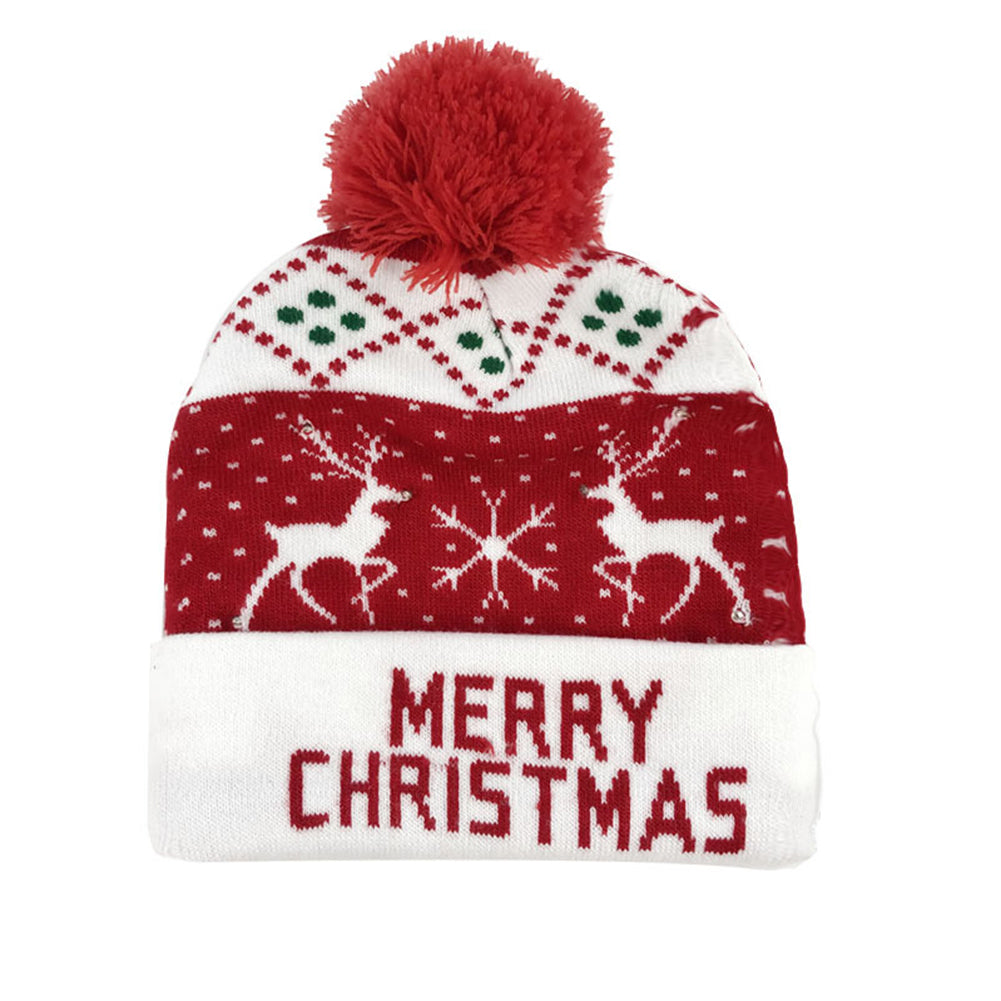 YESFASHION Glow Knit Hat Santa Claus Led Light Christmas Hat