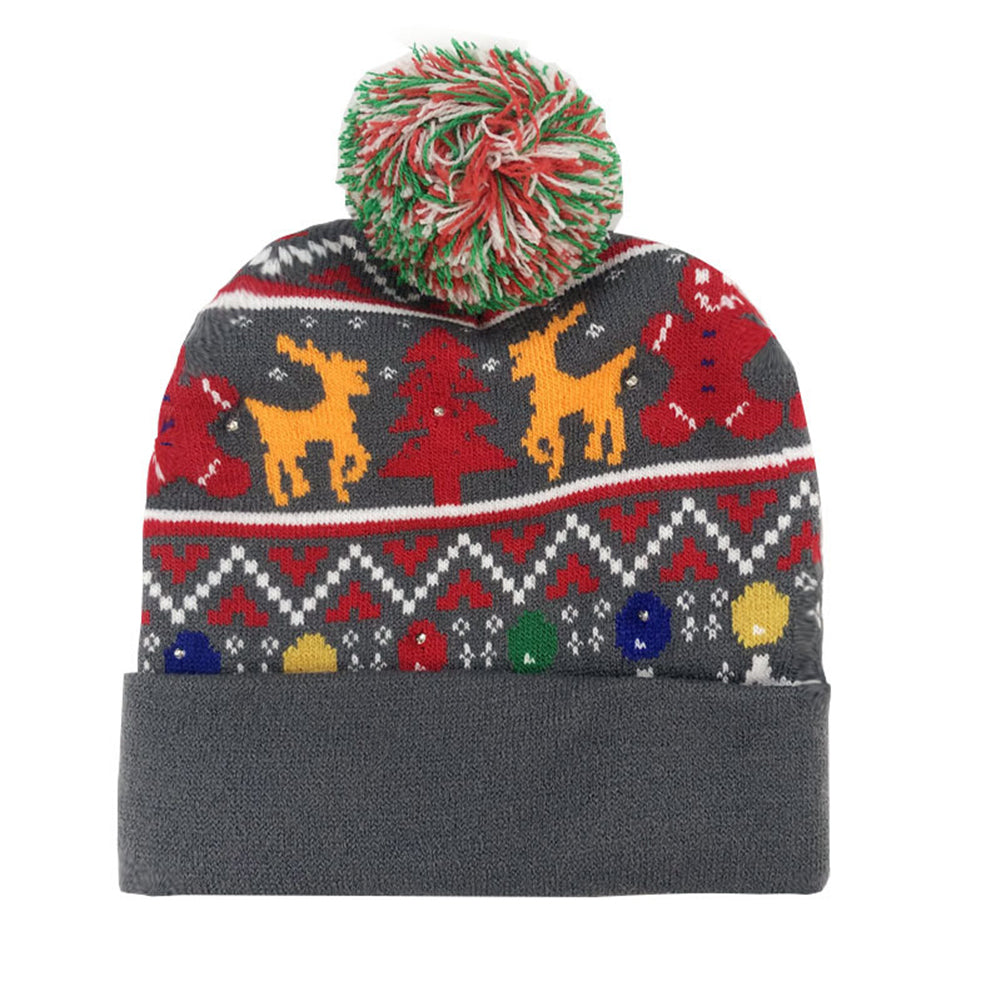YESFASHION Glow Knit Hat Santa Claus Led Light Christmas Hat
