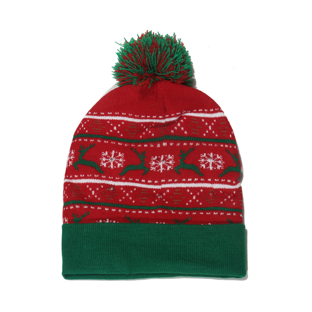 YESFASHION Glow Knit Hat Santa Claus Led Light Christmas Hat