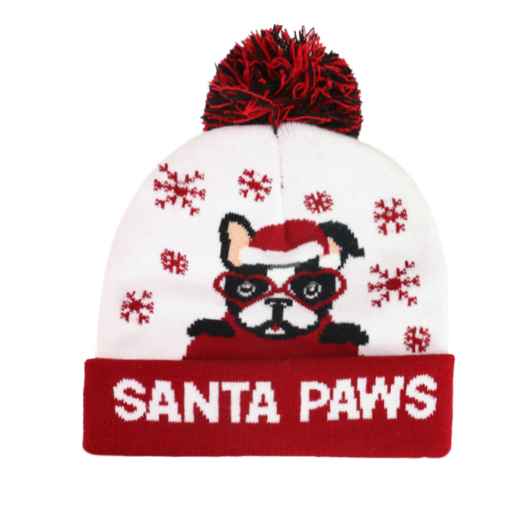 YESFASHION Glow Knit Hat Santa Claus Led Light Christmas Hat
