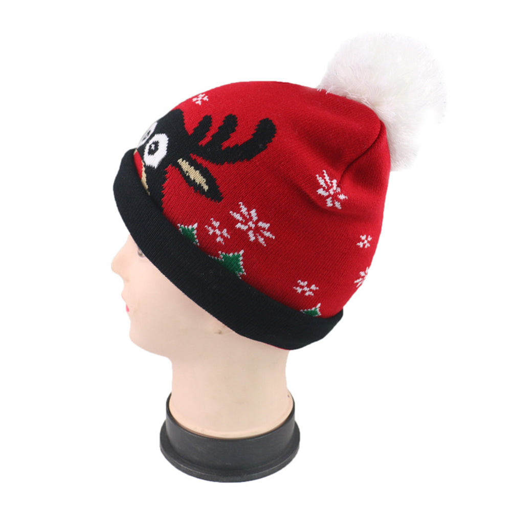 YESFASHION Christmas Knit Jacquard Hat Ball Pullover Cap Decorative Hat