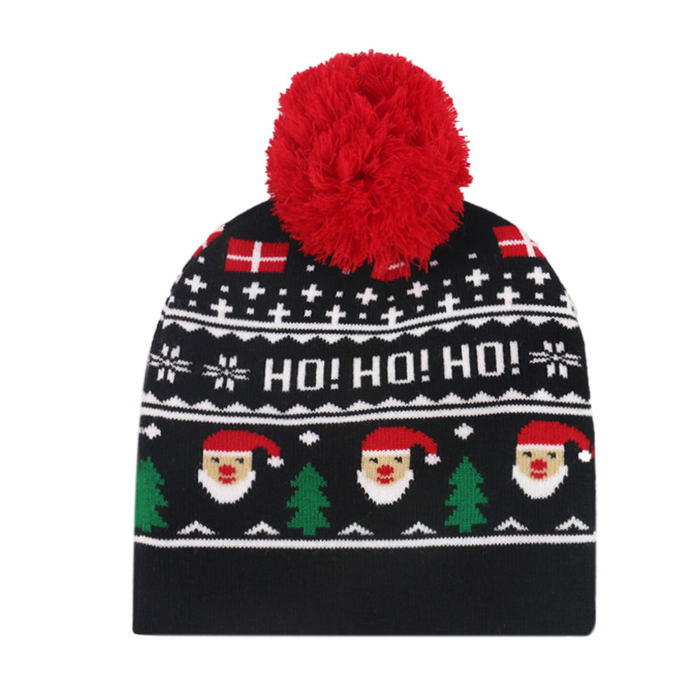 YESFASHION Christmas Knit Jacquard Hat Ball Pullover Cap Decorative Hat