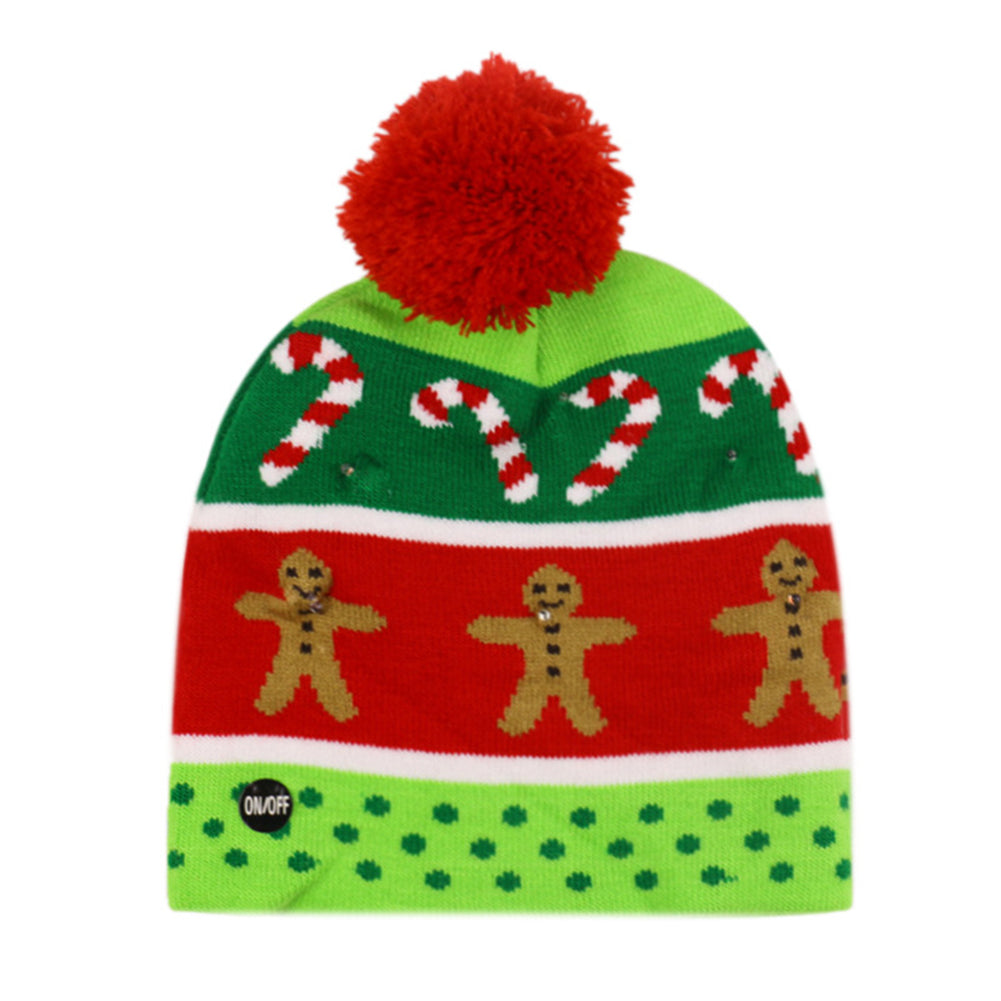 YESFASHION Christmas Beanie Led Lighting Warm Knit Hat Scarf Set