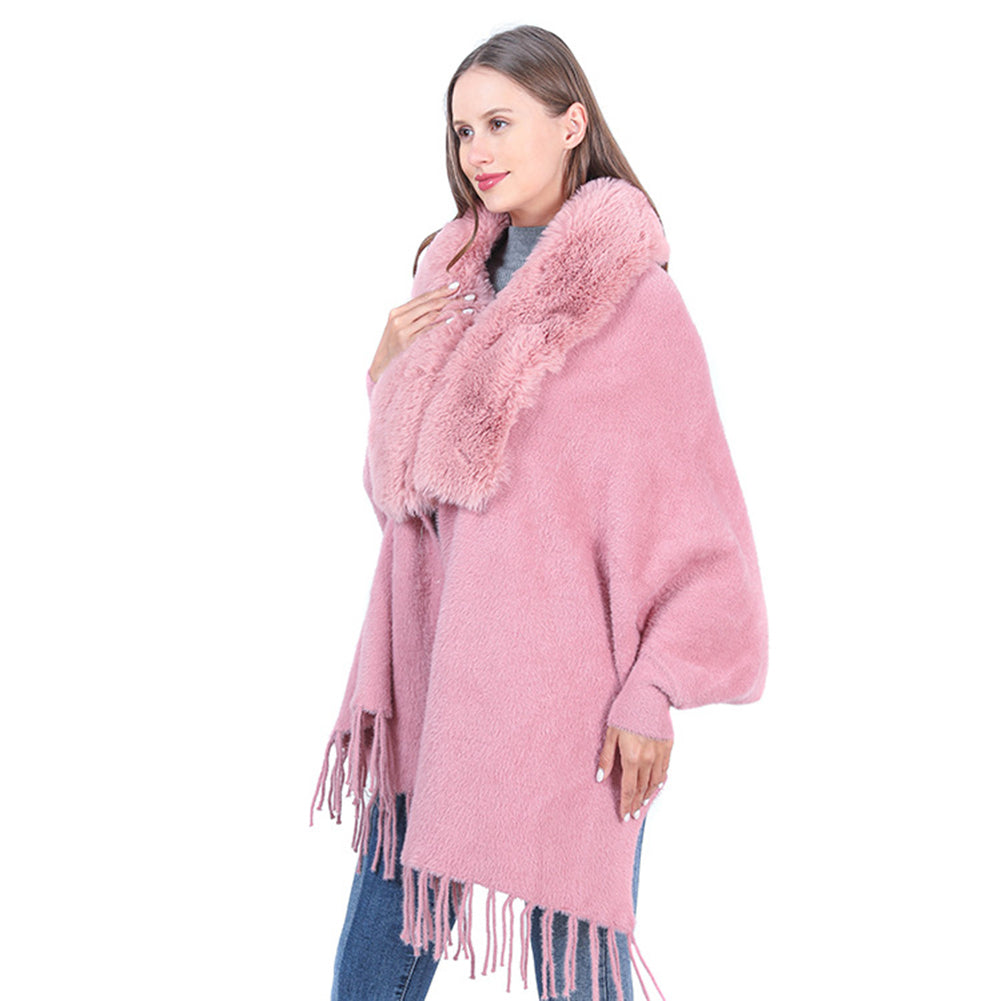 YESFASHION Fall Winter Warm Long Sleeve Knit Cape