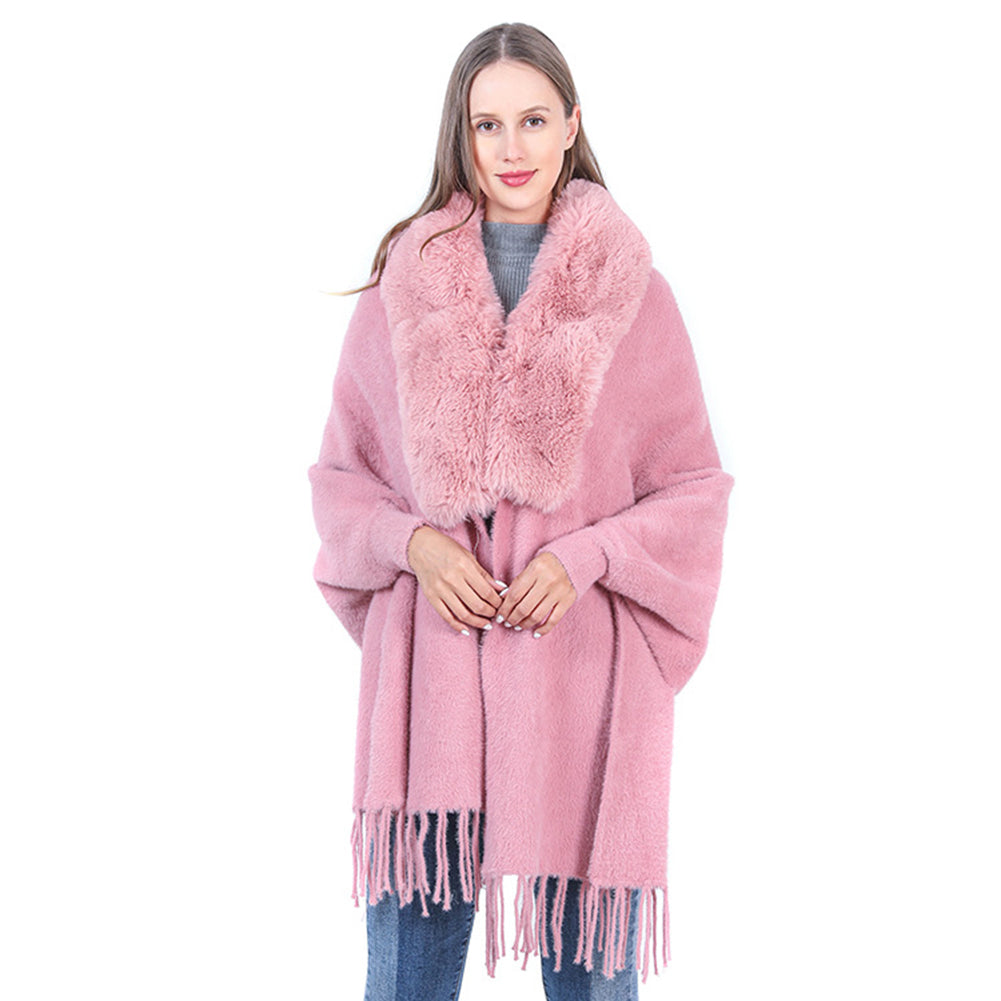 YESFASHION Fall Winter Warm Long Sleeve Knit Cape