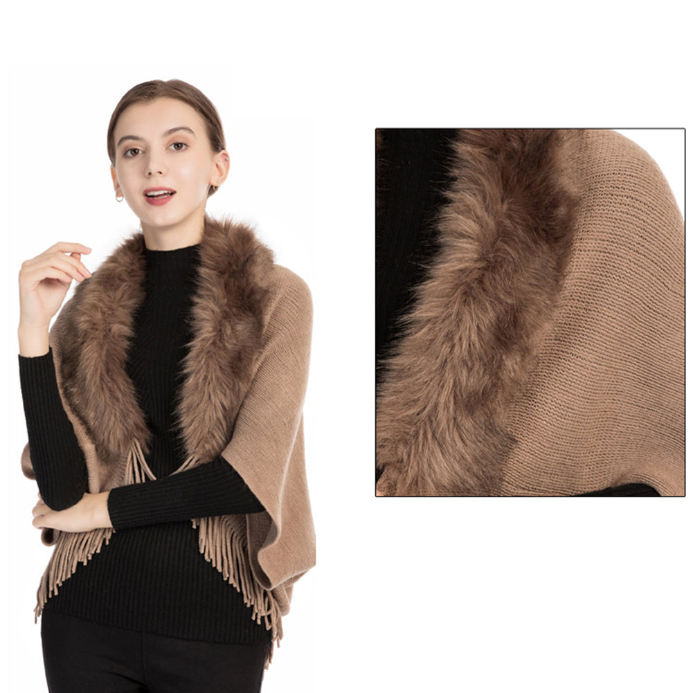 YESFASHION 100% Acrylic Fringed Cape