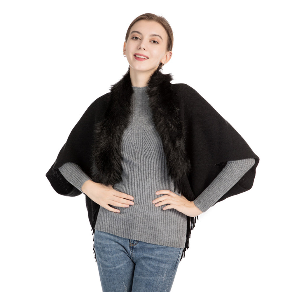 YESFASHION 100% Acrylic Fringed Cape