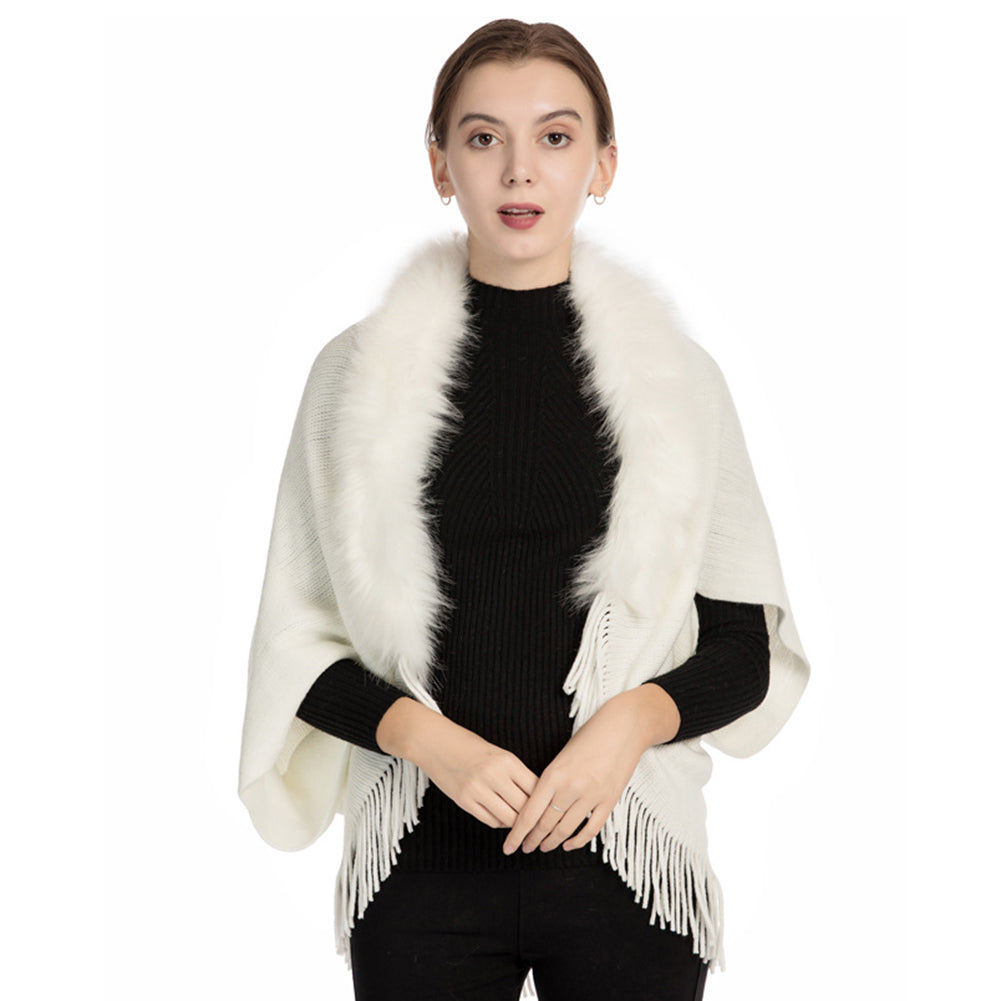 YESFASHION 100% Acrylic Fringed Cape