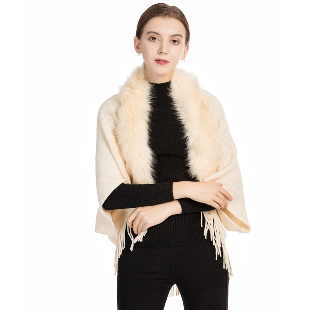 YESFASHION 100% Acrylic Fringed Cape
