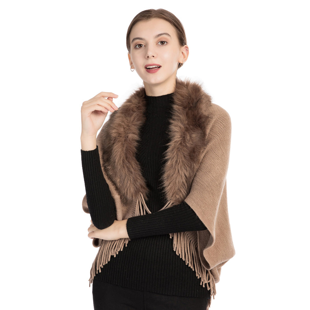 YESFASHION 100% Acrylic Fringed Cape