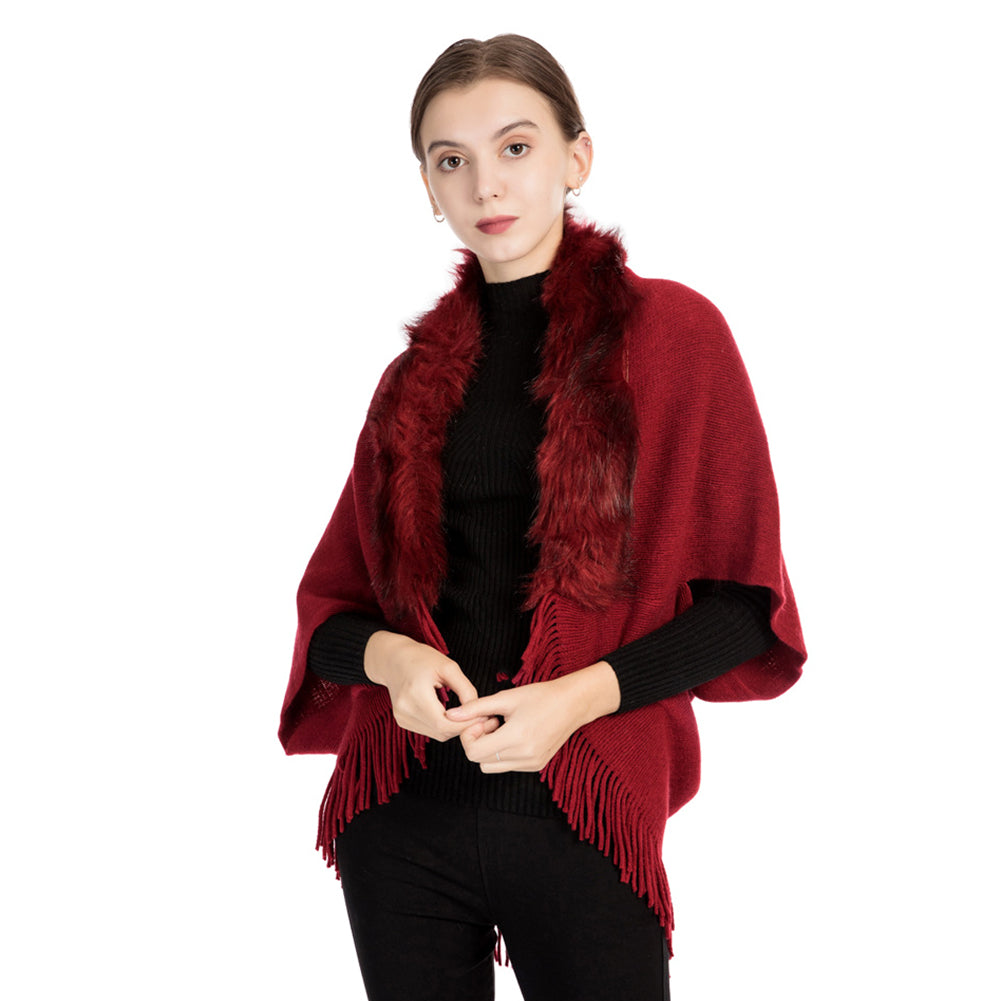 YESFASHION 100% Acrylic Fringed Cape