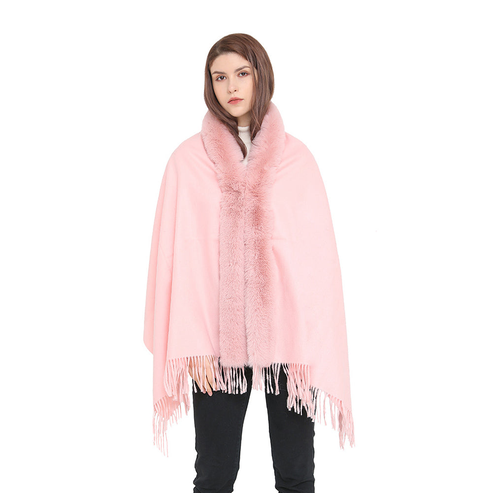 YESFASHION Spot Imitation Cashmere Shawl Thickened Dress